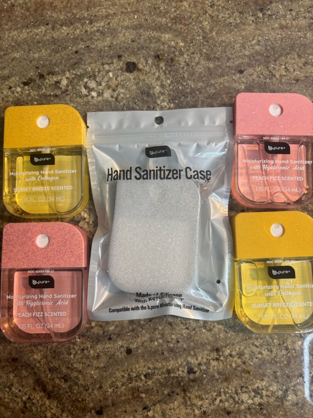Moisturizing Hand Sanitizer Bundle with Matching Glitter Case